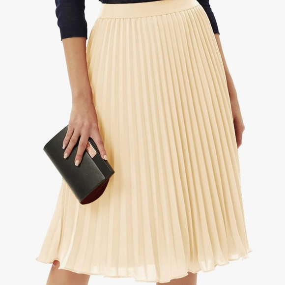Grace Karin Black and Apricot Pleated Skirts - Picture 2 of 5